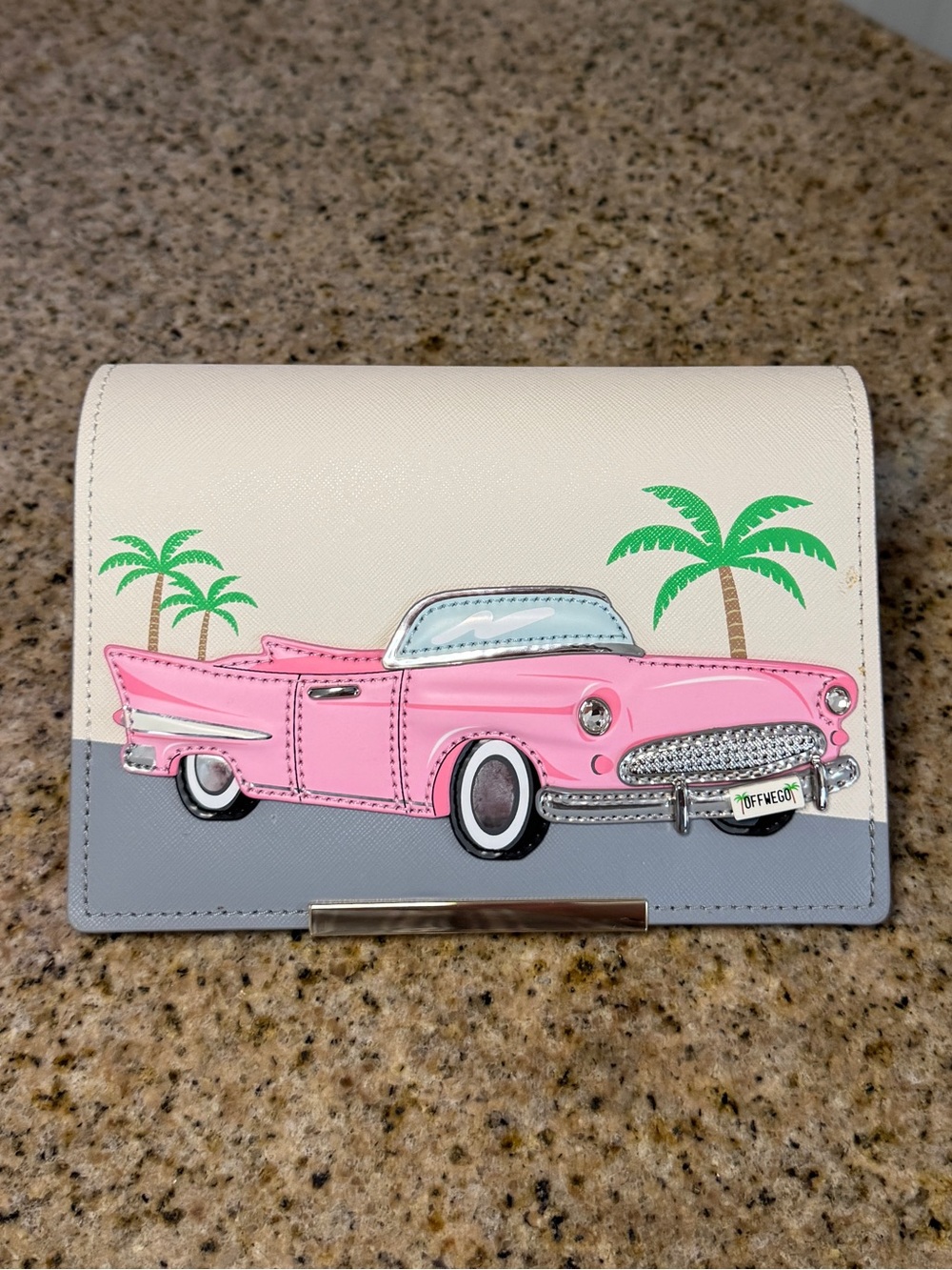 Kate Spade Make It Mine Flap Checking In Pink Car Off We Go Leather Rhinestone